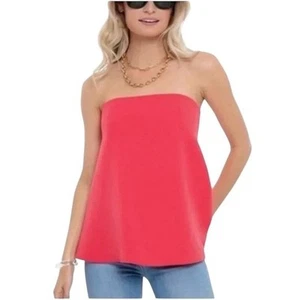 Top de crepé Tuckernuck sin tirantes Marin en rosa guayaba deshuesado corsé bustier XXL - Imagen 1 de 6