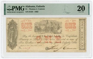 1862 $1 Thomas J. Cannon - Eufaula, ALABAMA Merchant Scrip PMG VF 20 - Picture 1 of 3