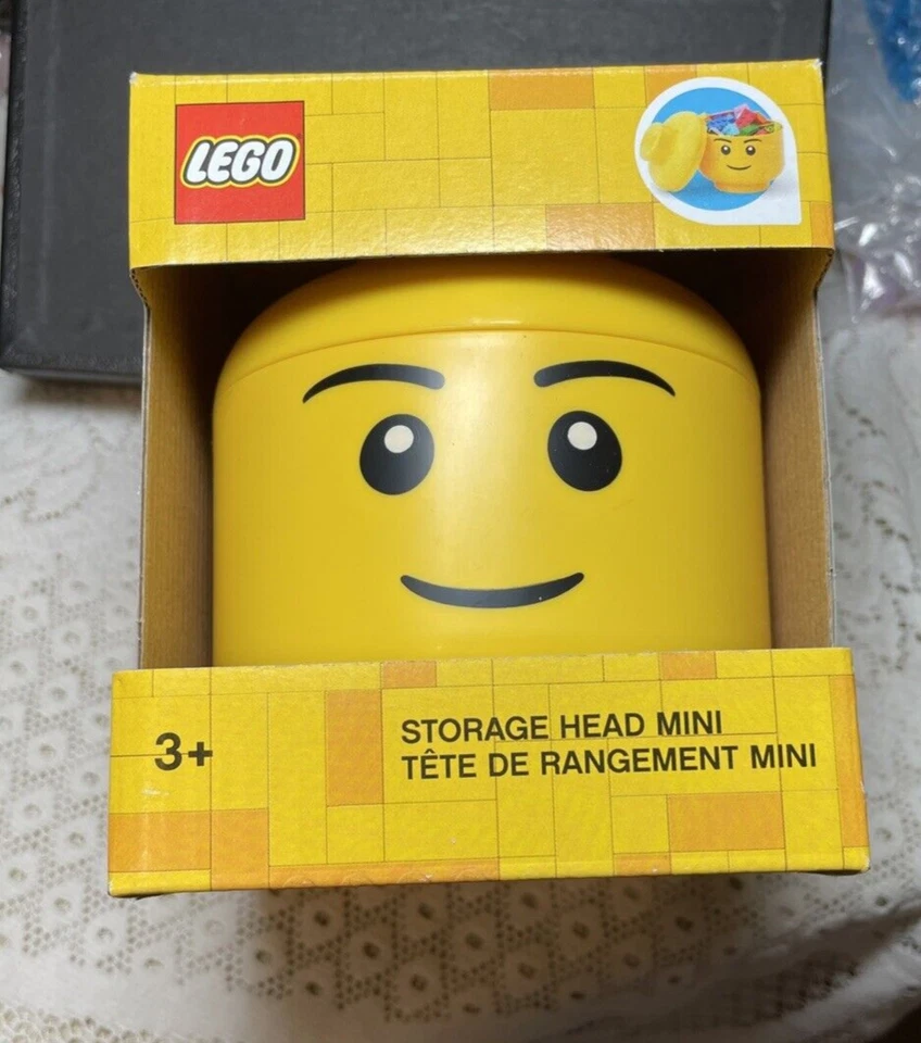 NEW STORGE LEGO HEAD MINI BOY YELLOW STORAGE CONTAINER AGE 3+ - Image 1 of 4