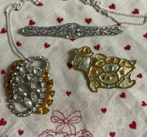 Vintage Basteln Schmuck Teile Reparatur Schildkröte Brosche Anstecknadel Strass Anhänger YW-45 - Bild 1 von 4