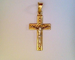 14 kt BICOLOR GELB & WEISSGOLD KRUZIFIX ANHÄNGER/CHARM/ - Bild 1 von 3