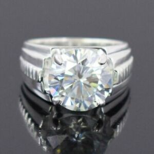 4.30 Ct Off White Simulated Diamond Solitaire 18k White Gold Statement Ring