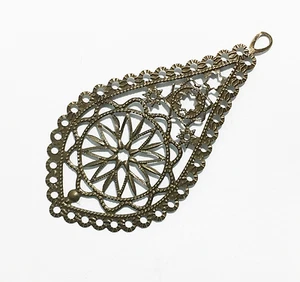 20 pcs of Antiqued Brass filigree teardrop pendant 66x35mm, earring drops - Picture 1 of 4