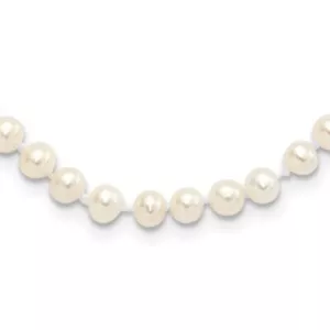 925 Sterling Silver 4mm White Round Freshwater Cultured Pearl Chain Necklace - Picture 1 of 42