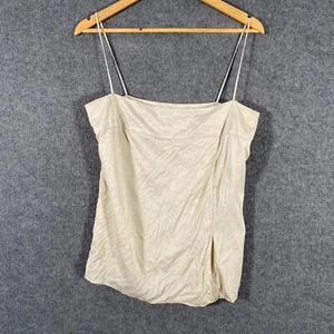 Little Joe Top Womens Medium Beige Shirt Blouse Silk Cami Tunic Fitted Evening - Picture 1 of 11