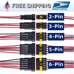 2/3/4/6-Pin Way Car Waterproof Male Female Electrical 18AWG Wire Connector Plug - Picture 1 of 14