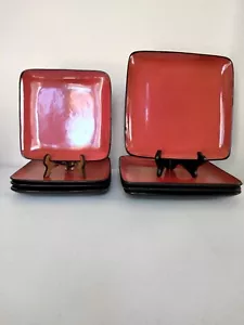 Acht Set HOME TRENDS Rave rot quadratisch Abendessen/Salatteller rot/schwarz EXZ - Bild 1 von 4