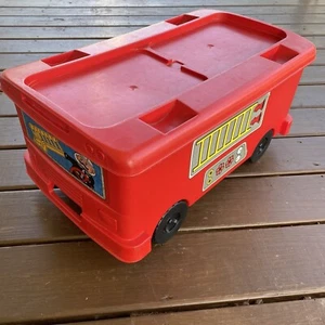 VTG Lego Duplo 2583 Fire Truck Storage Container On Wheels Plastic Bin 1997 - Picture 1 of 15