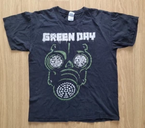 Vintage Green Day T-Shirt Gas Mask Gildan Heavy Cotton Large Black - Picture 1 of 14