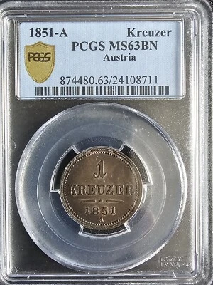 1851-A Austria 1 Kreuzer PCGS Ms-63 BN - Image 1 of 4