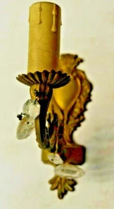 ANCIENNE APPLIQUE BRONZE PAMPILLE CRISTAL STYLE LOUIS XV PAS LUSTRE PLAFONNIER - Imagen 1 de 4