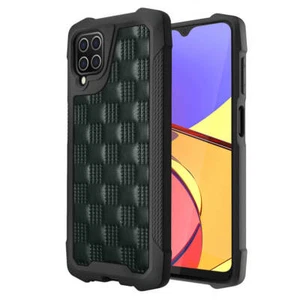 Case for Samsung Galaxy A12, PU Leather Back Cover (Black) - Picture 1 of 6