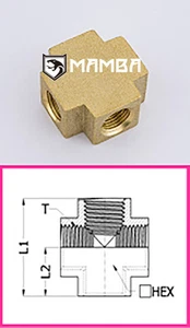 Adaptador turbo de latón de montaje cruz 3/8 BSP hembra (50 piezas) - Imagen 1 de 2