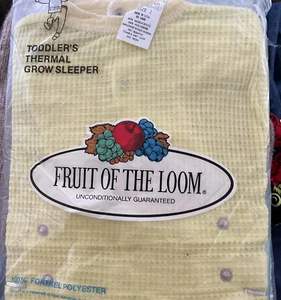 RARE Veg Fruit Of The Loom Toddler’s Thermal Grow Sleep Yellow Sz 1 PJ’s - Picture 1 of 9