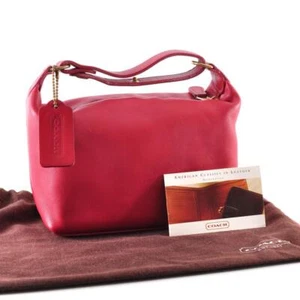 COACH Vintage Red Leather Vanity Case Pouch Bag Old Coach with Dust Bag 2505 JPN - Picture 1 of 10
