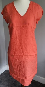 SANDWICH Ladies Coral Linen Mix S/Sleeve Dress Size 38 UK 12 BNWT - Picture 1 of 4