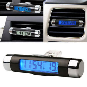 2w1 Cyfrowy zegar samochodowy LED Termometr Temperatura Podświetlenie LCD bez akumulatora