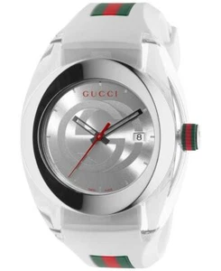Neu Gucci Sync XXL 46mm YA137102 weißes Kautschukband weißes Zifferblatt Unisex-Uhr - Bild 1 von 4
