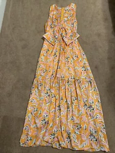 Maxi abito lungo donna Sachin & Babi floreale raso fiocco davanti 14 scollo a V spacco NUOVO - Foto 1 di 11