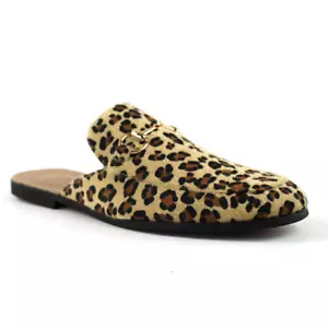 Zapatos Mocasines Para Hombres Tostados de Gamuza Leopardo Sin Espalda Sin Cordones Mula Hebilla Dorada AZARMAN - Imagen 1 de 5