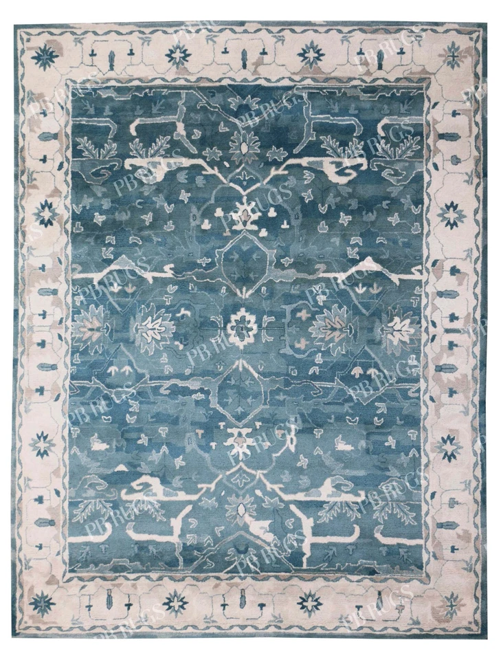 New Mathison Blue Traditional Woolen Tufted Area Rugs - Image 1 of 4