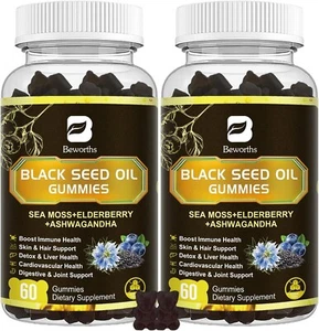 B Beworths (2-PACK) Black Seed Oil & Sea Moss Gummies *EXP 05/2026* - Picture 1 of 3