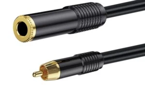 6.35mm Mono TS Female to RCA Phono Male Interconnect Audio Extension Cable 0.5m - Picture 1 of 5