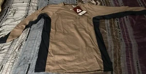 Bulwark FR Comfort Knit Long Sleeve Tee Men's Medium Brown Black Chest Pocket - Picture 1 of 5