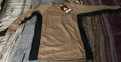 Bulwark FR Comfort Knit Long Sleeve Tee Men's Medium Brown Black Chest Pocket - Image 1 of 4