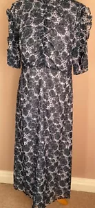 Vestido Whistles Talla 14 18 Azul Invierno Jardín Estampado Midi - Imagen 1 de 8