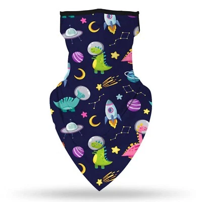 Face Mask Neck Gaiter for Children Spaceship Dinosaur Theme Breathable Material  - Image 1 of 3