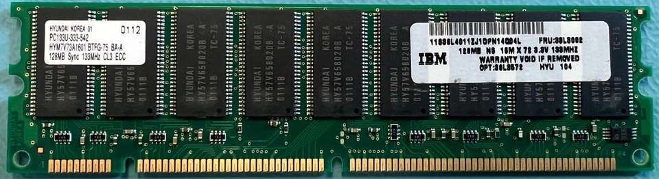 128MB Hynix HYM7V73A1601 BTFG -75 PC133 IBM:33L3572 CL3 Memory Module - Image 1 of 1