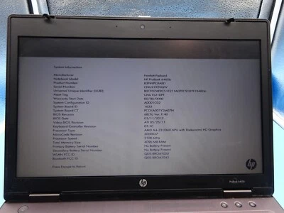 HP Compaq 6465b Notebook*OHNE RAM und HDD*Für Ersatzteil DEFEKT#N710 - Bild 1 von 4
