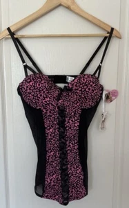 Y2K Playboy Intimates Juniors Jr Black Pink Cami Bustier Corset Size Large - Picture 1 of 8