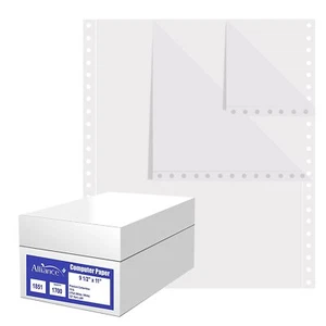 Kontinuierliches Computerpapier 9,5""x11"" L&R Perf Leer 2-Pt weiß/weiß 15 Pfund 1700/Ctn - Bild 1 von 2