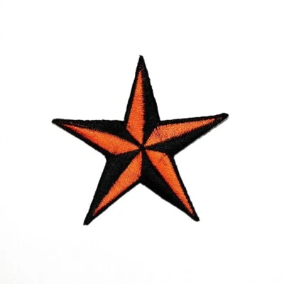 Orange Nautical Star patch Symbol Emblem for DIY Iron on Clothes Jeans Jacket - Image 1 of 4