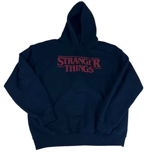 Gildan Stranger Things Sudadera con Capucha Hombres L Negro Pullover Bolsillo Mezcla Pesada - Imagen 1 de 5