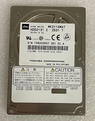 HDD2131   MK2110MAT Toshiba   2.1 GB 4200RPM IDE 2.5Inch Hard Drive  NEW! - Image 1 of 4