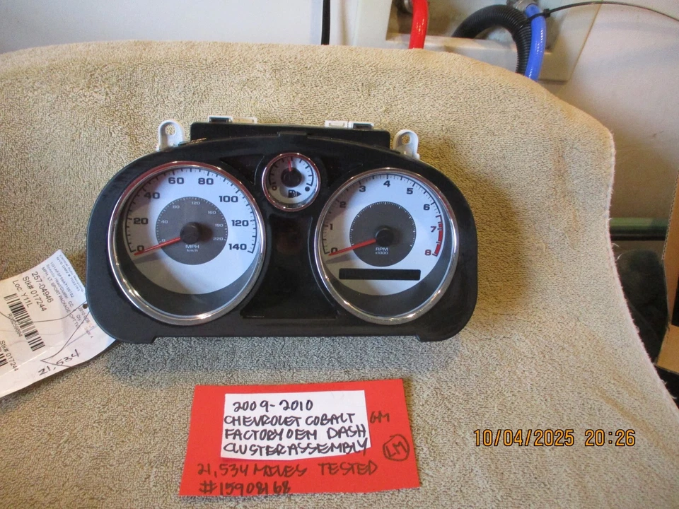 Chevrolet Cobalt GM 2009-2010 velocímetro tablero panel 21.534 millas probado Foto 1 de 4