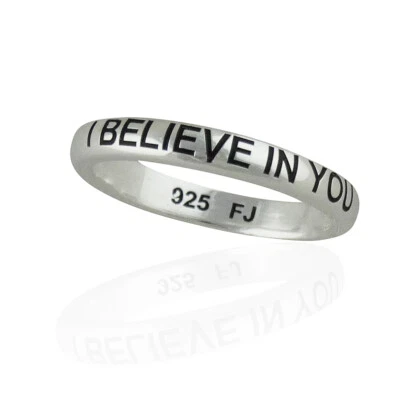 Anillo de banda apilable I Believe In You - Plata de ley 925 - Fomento Fe Foto 1 de 4