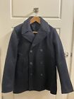 Men Navy Peacoat Size M 42r  Italian Fabric Wool Blend By Abercrombie & Fitch