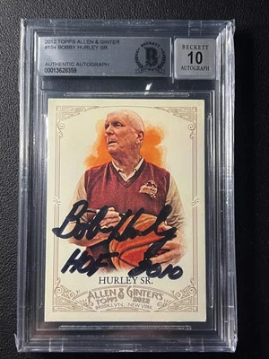 BOBBY HURLEY SR. SIGNED 2012 TOPPS ALLEN & GINTER W/ HOF 2010 BAS BGS 10 AUTO - Image 1 of 2