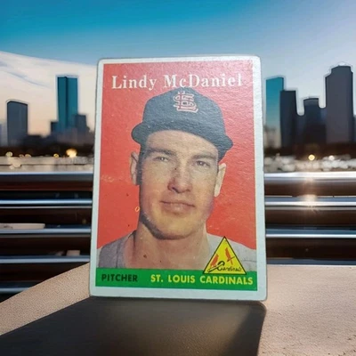 Tarjetas de béisbol 1958 Topps Cardenales de San Luis Lindy McDaniel P de colección #180 sin pliegue Foto 1 de 2