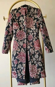 Alice + Olivia Gold Xia Metallic Jacquard Coat Duster Jacket Size XS Brocade - Picture 1 of 13
