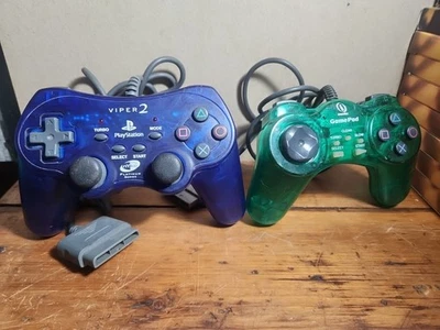 Nyko Platinum Series Viper 2 Blue & Green Gamepad Controllers PlayStation 2 Ps2 - Image 1 of 3
