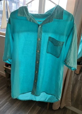 Tommy Bahama Relax Linen Button Down Shirt Men's Size L Seaglass - Image 1 of 4