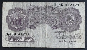 (1940-1948) Bank of England 10 Shillings Emergency Wartime Banknote P#366 - Bild 1 von 2