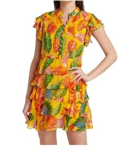 Farm Rio Sz M Beaks & Bananas Yellow Cotton Maxi Dress Sun or Tropical Vacation - Picture 1 of 15