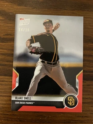 2021 Topps Now Road to Opening Day Blake Snell red parallel 4/10 Padres - Image 1 of 3