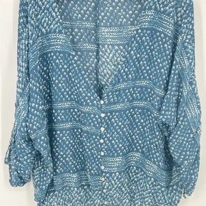 Lulus Damen blau V-Ausschnitt Bluse Medium Dolmanärmel Freizeit Oberteil - Bild 1 von 9